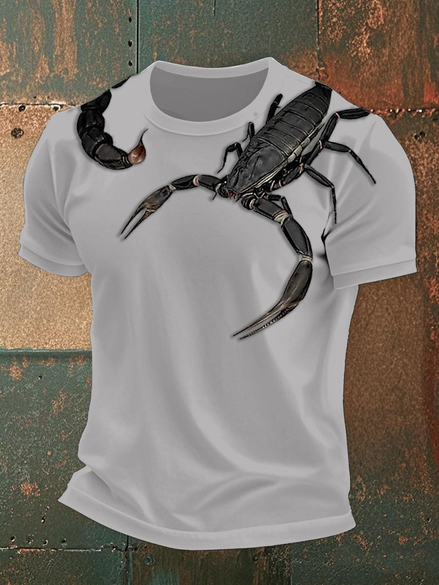 Magliette casual con stampa scorpione da uomo
