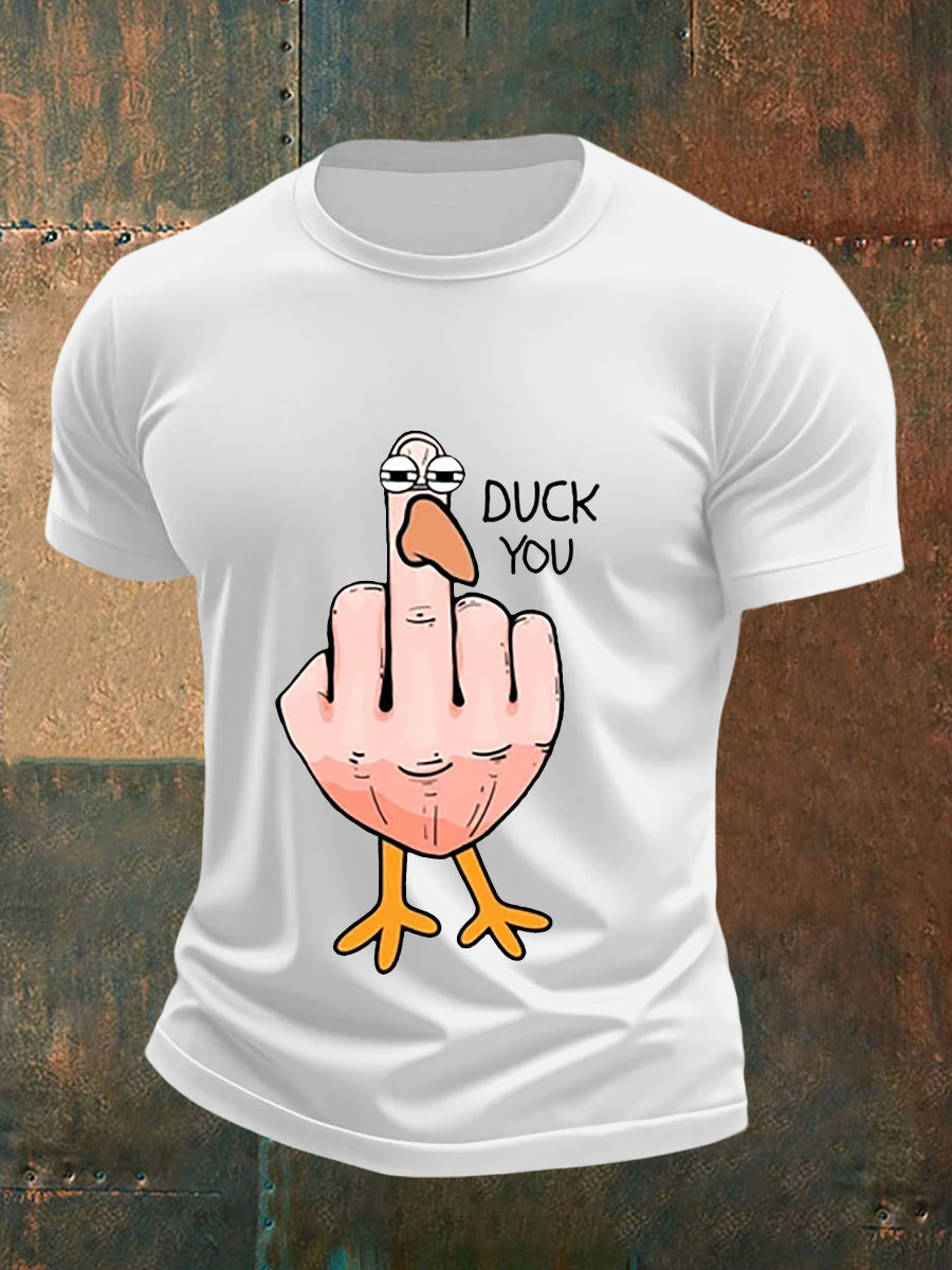 T-shirt a manica corta con stampa maleducata da uomo con dita medie divertenti