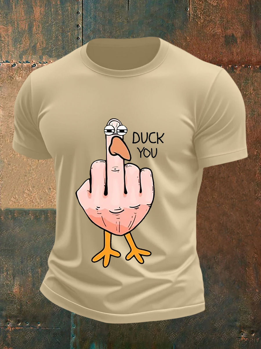 T-shirt a manica corta con stampa maleducata da uomo con dita medie divertenti