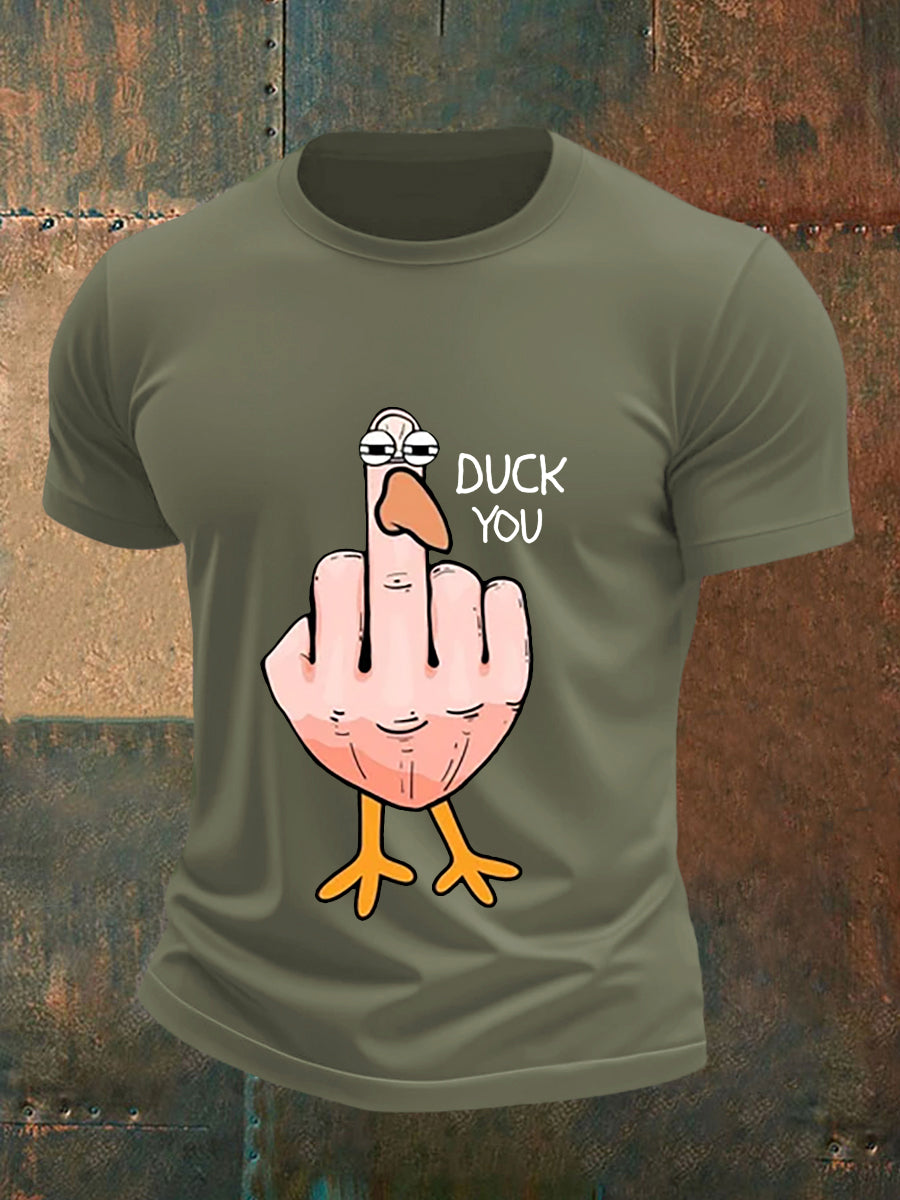 T-shirt a manica corta con stampa maleducata da uomo con dita medie divertenti