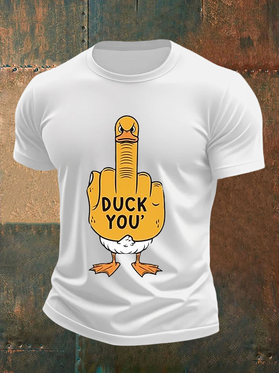 T-shirt a manica corta con stampa maleducata da uomo con dita medie divertenti