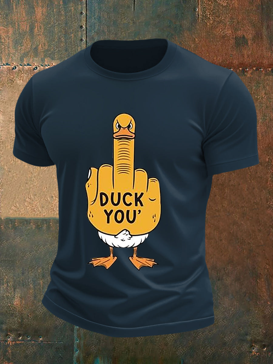 T-shirt a manica corta con stampa maleducata da uomo con dita medie divertenti