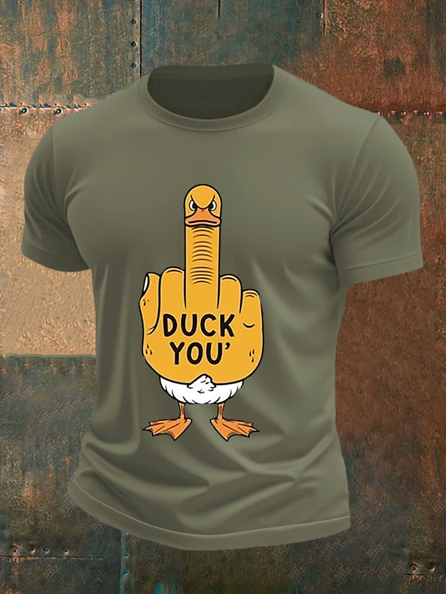 T-shirt a manica corta con stampa maleducata da uomo con dita medie divertenti