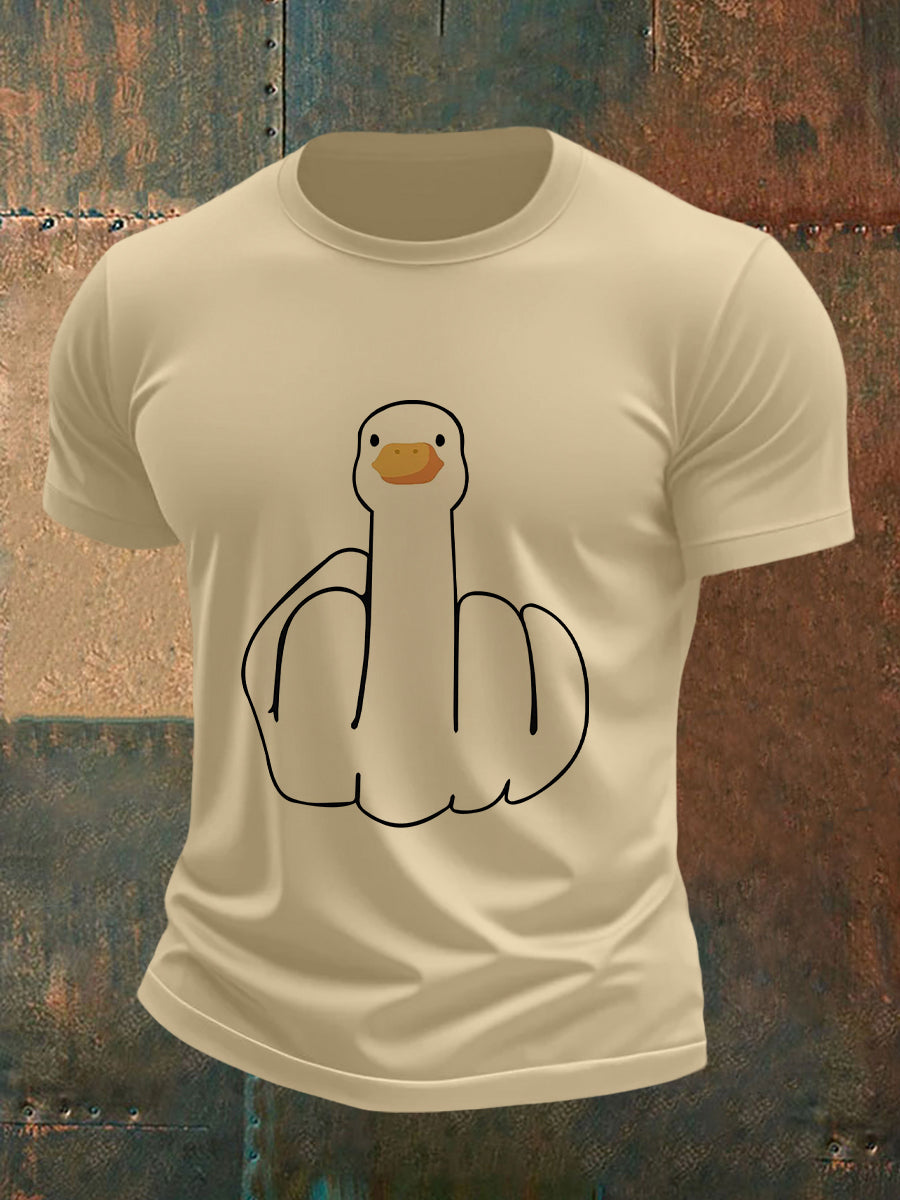 T-shirt a manica corta con stampa maleducata da uomo con dita medie divertenti