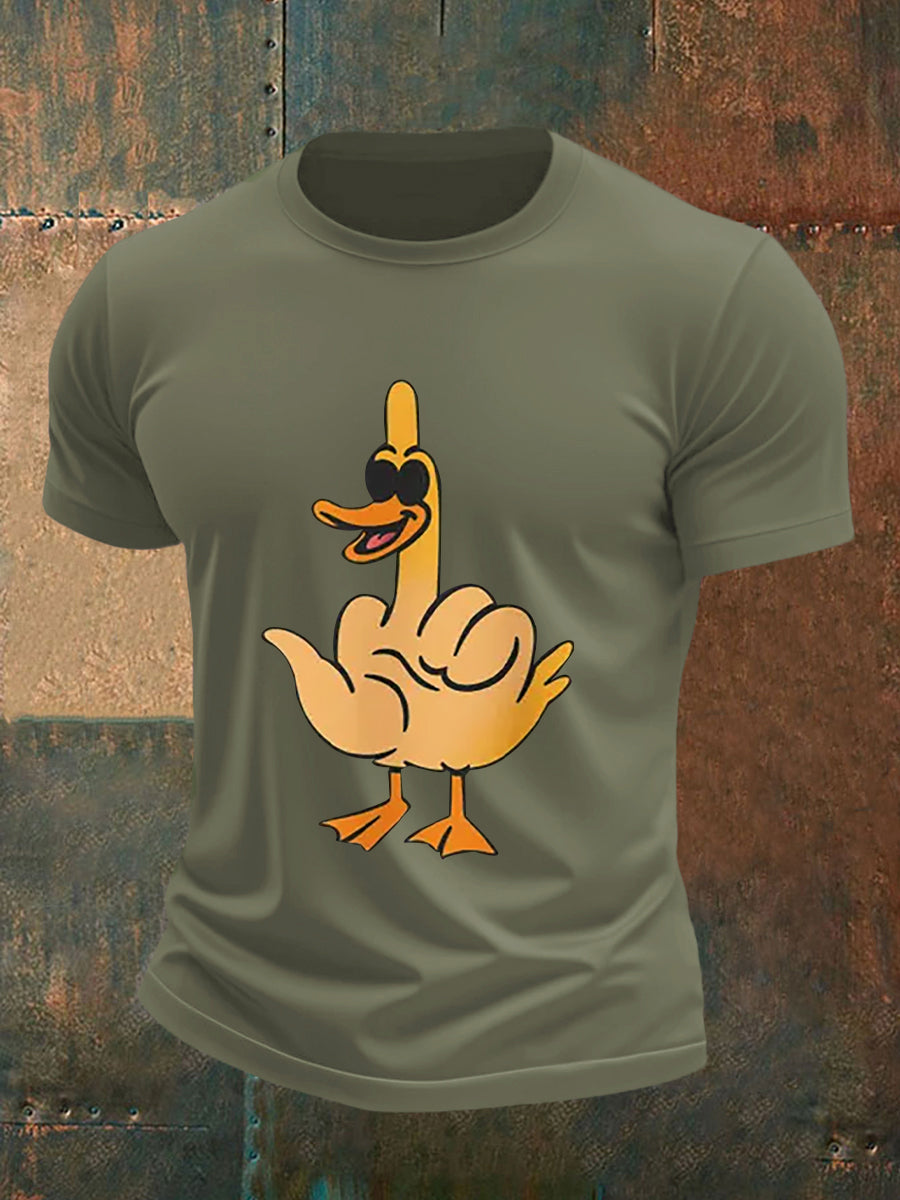 T-shirt a manica corta con stampa maleducata da uomo con dita medie divertenti