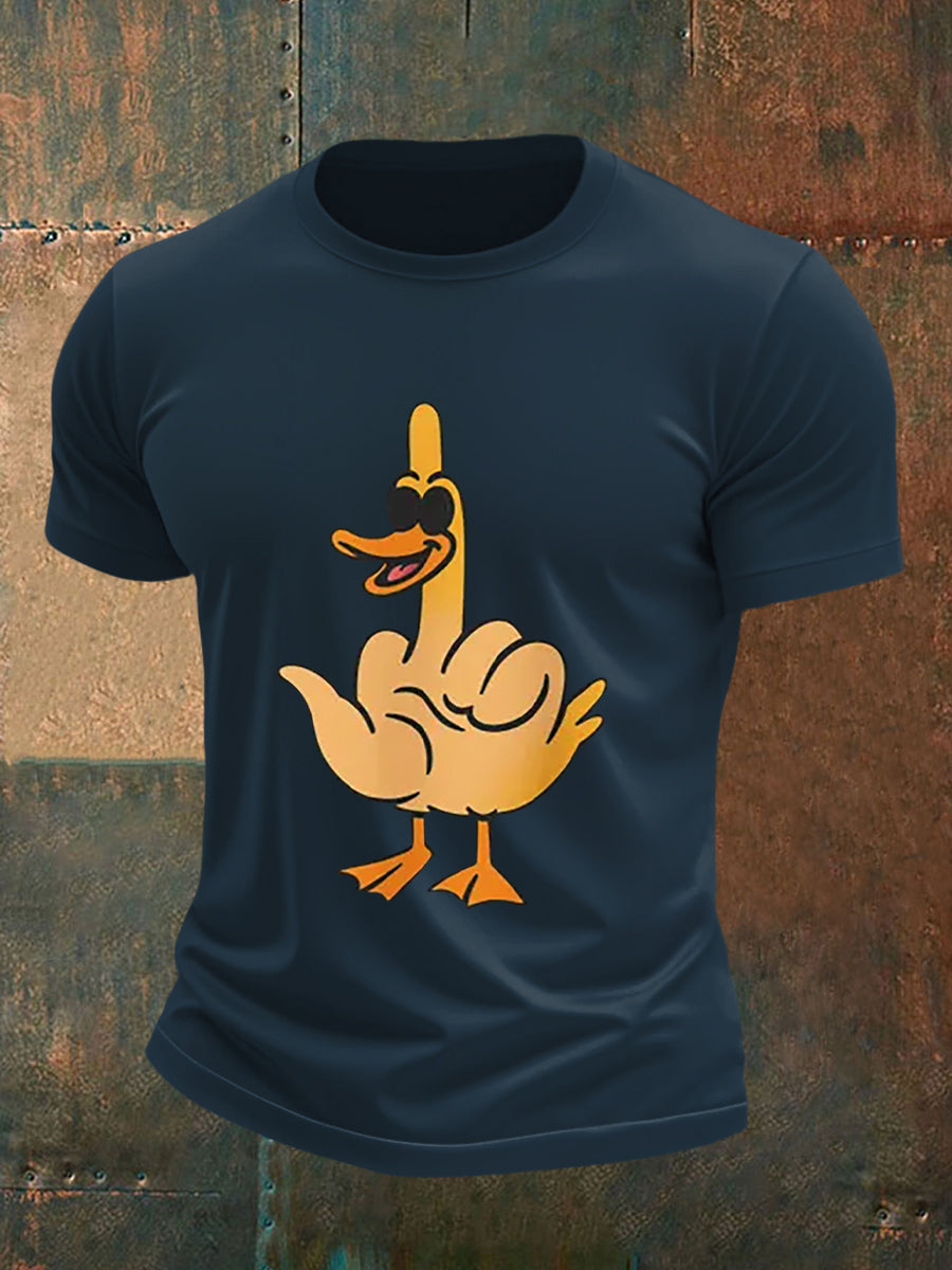 T-shirt a manica corta con stampa maleducata da uomo con dita medie divertenti