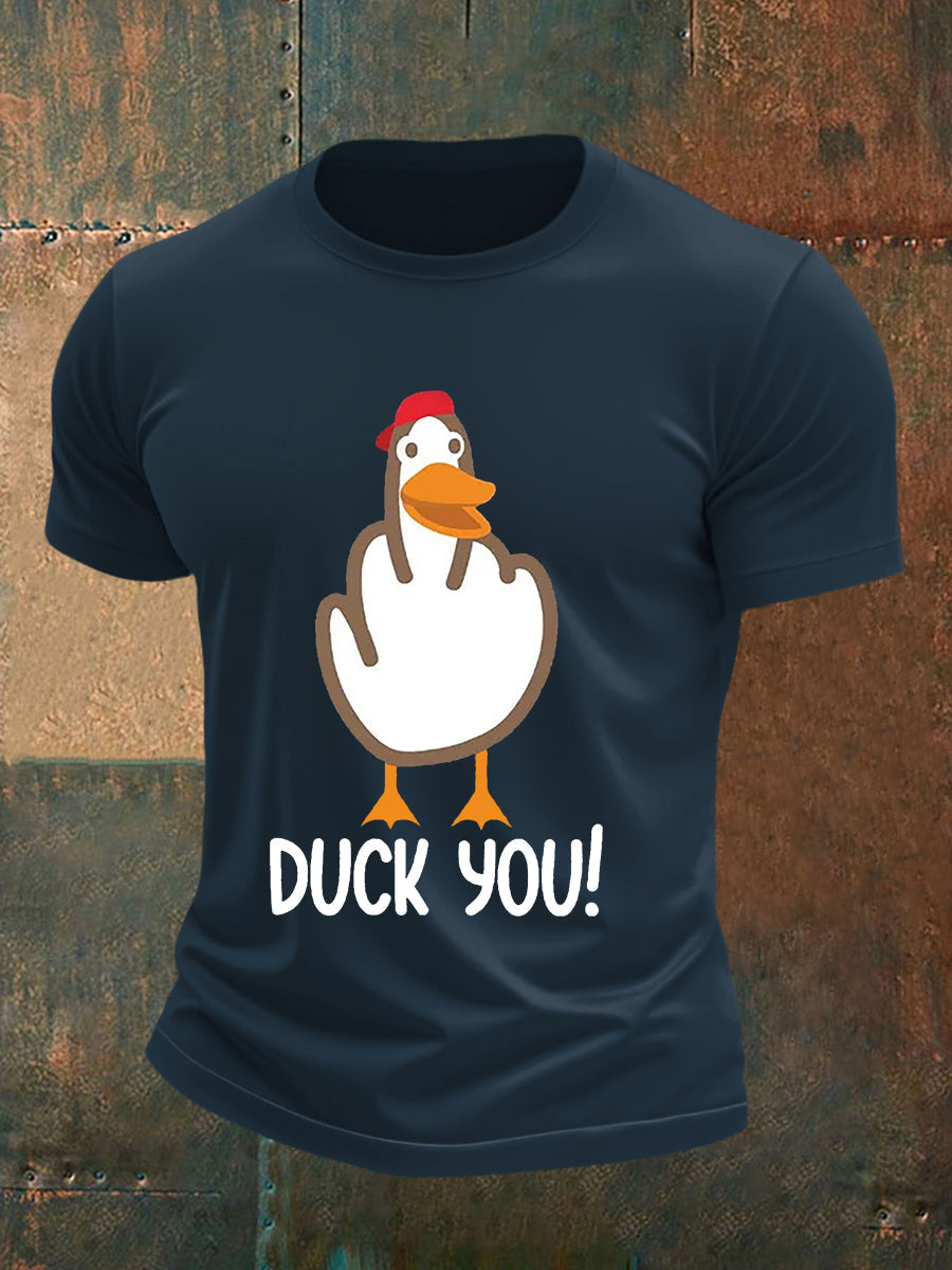 T-shirt a manica corta con stampa maleducata da uomo con dita medie divertenti