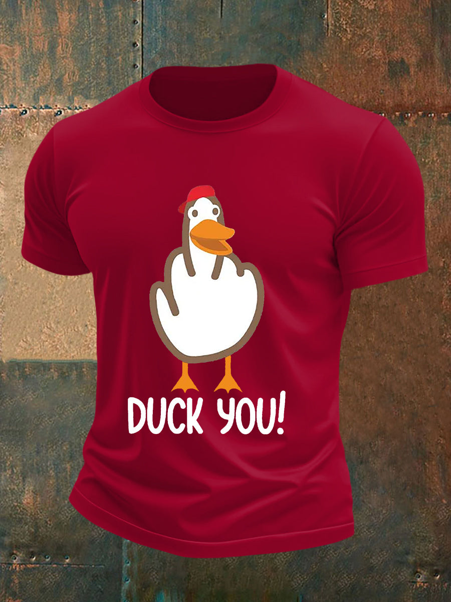 T-shirt a manica corta con stampa maleducata da uomo con dita medie divertenti