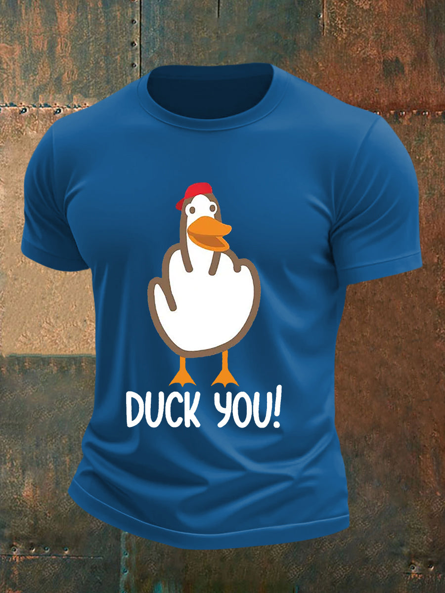 T-shirt a manica corta con stampa maleducata da uomo con dita medie divertenti