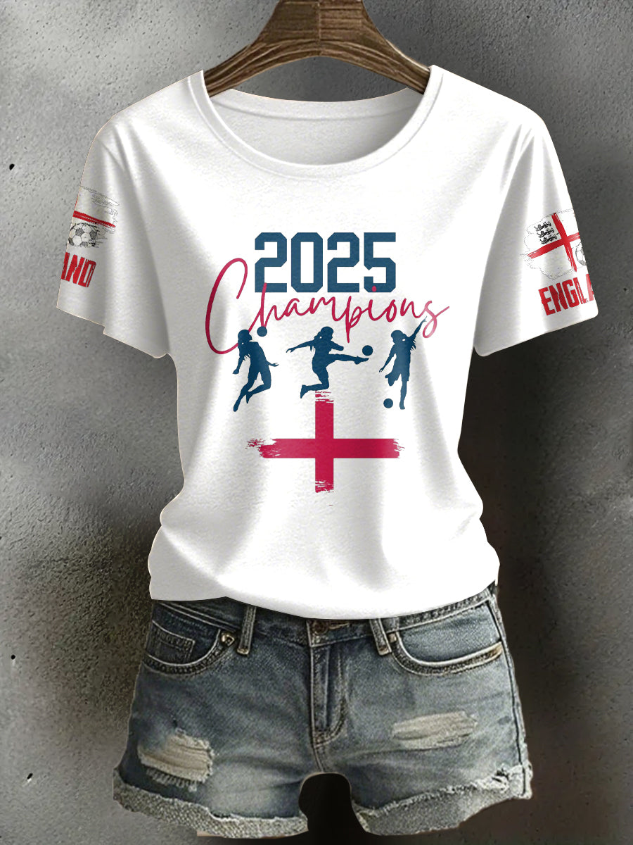 Women's UK Football Lover Champion Printed T-Shirt
