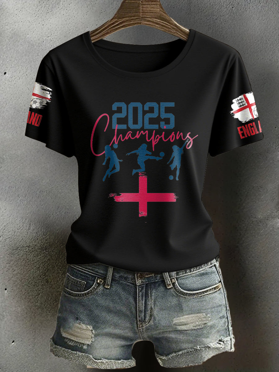 Women's UK Football Lover Champion Printed T-Shirt