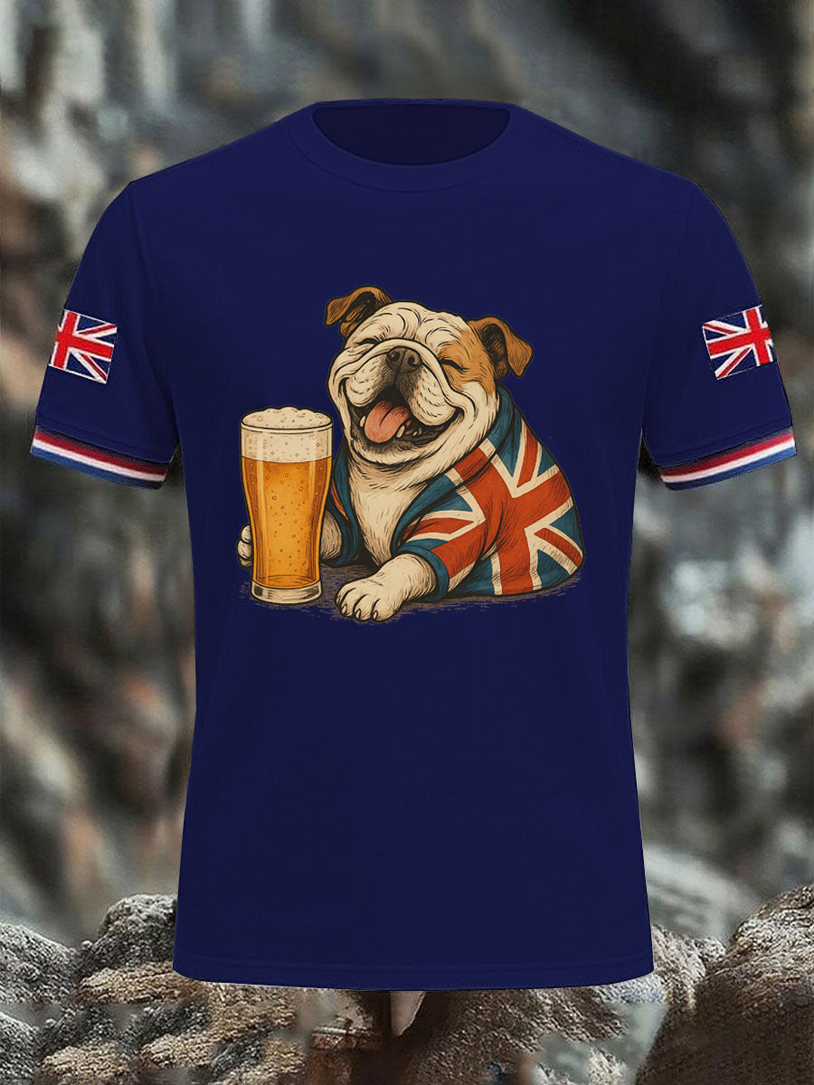 Men's Vintage England Flag Casual Printed T-shirt