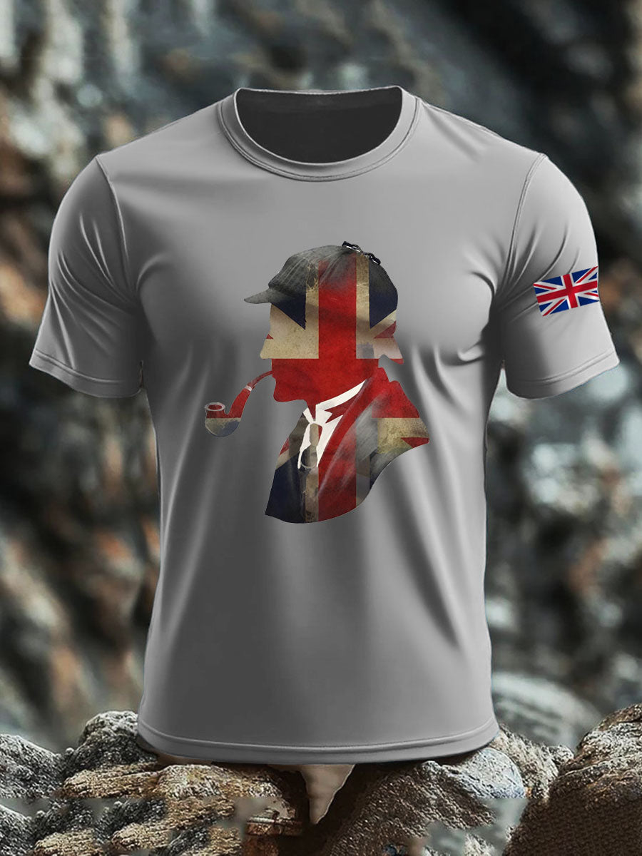 Men's British imitation cotton short-sleeved T-shirt