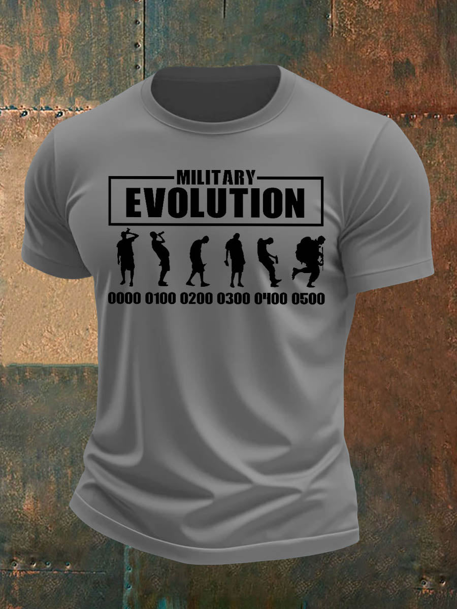 Men's British Veteran Imitation Cotton Short-Sleeved Printed T-shirt