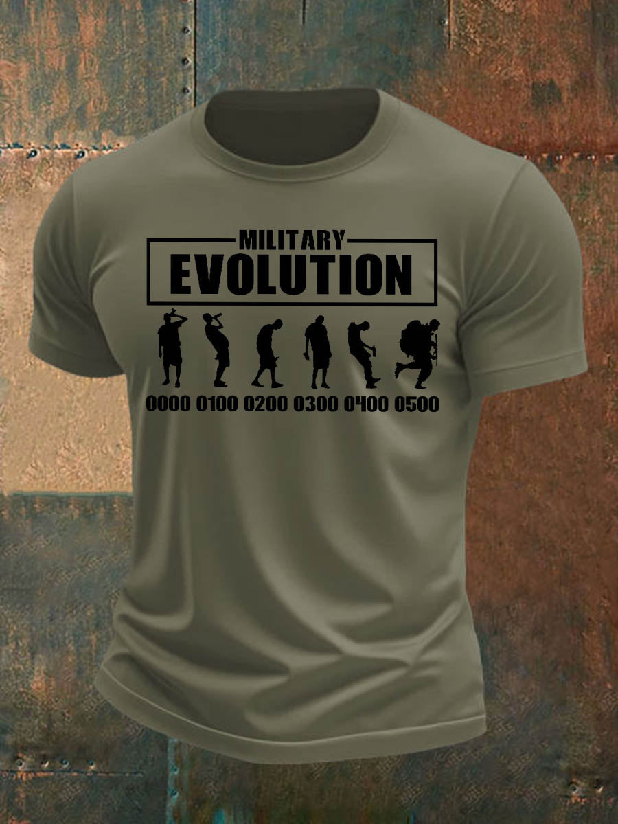 Men's British Veteran Imitation Cotton Short-Sleeved Printed T-shirt