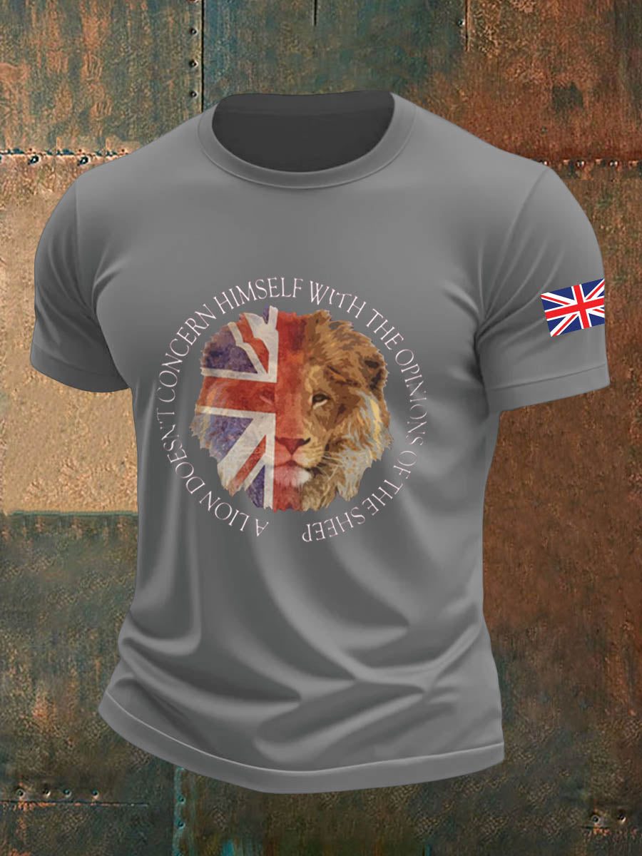 Men's British Veteran Imitation Cotton Short-Sleeved Printed T-shirt