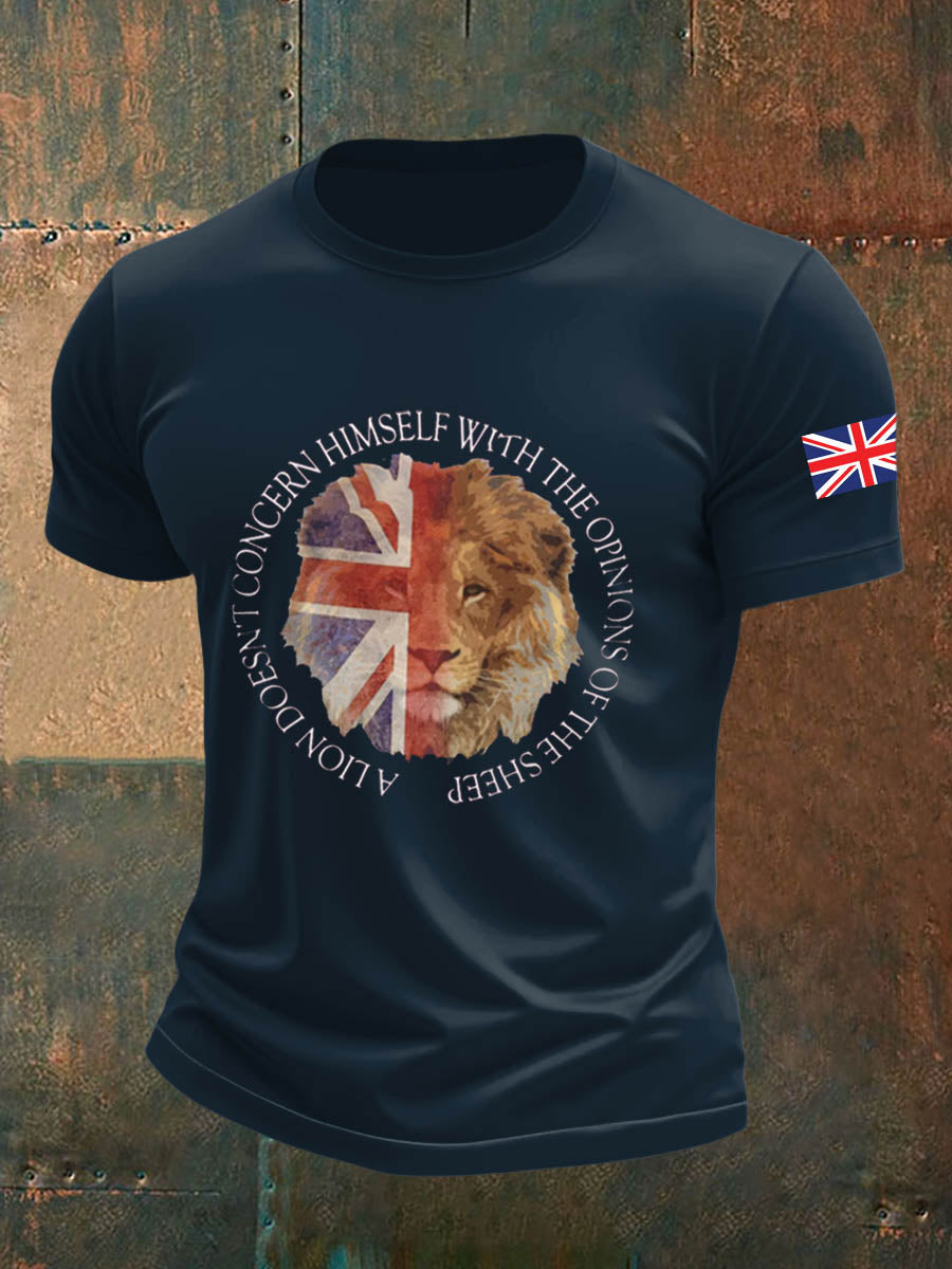 Men's British Veteran Imitation Cotton Short-Sleeved Printed T-shirt