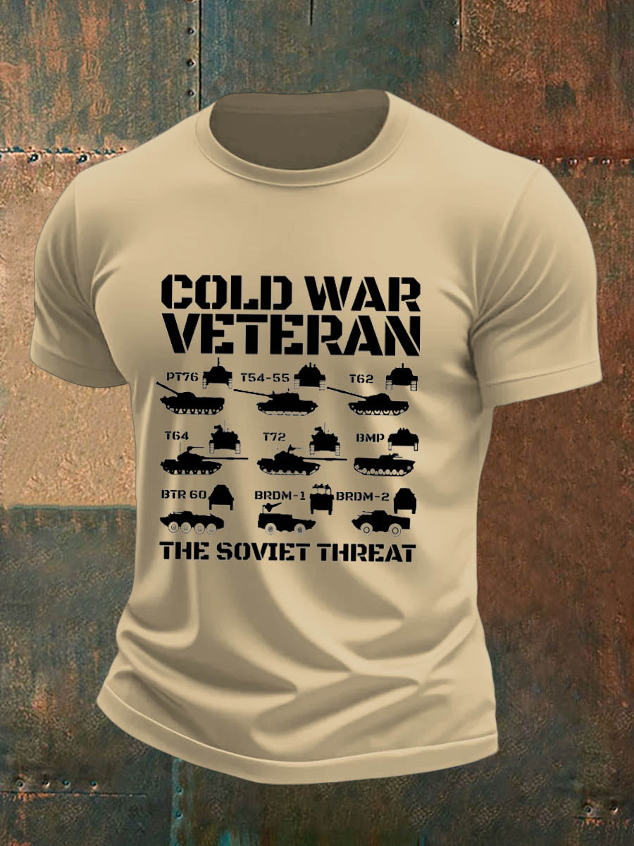 Men's British Veteran Imitation Cotton Short-Sleeved Printed T-shirt