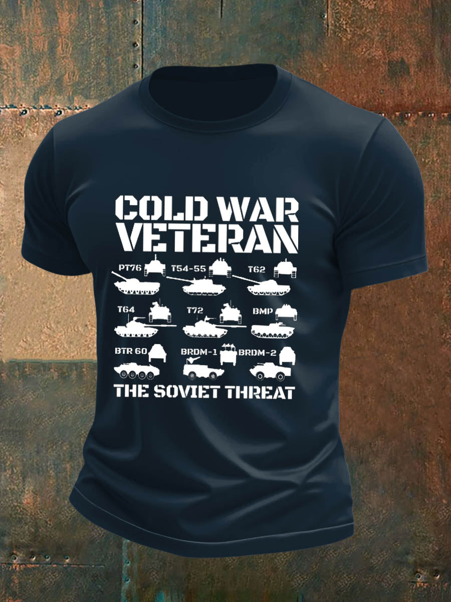 Men's British Veteran Imitation Cotton Short-Sleeved Printed T-shirt