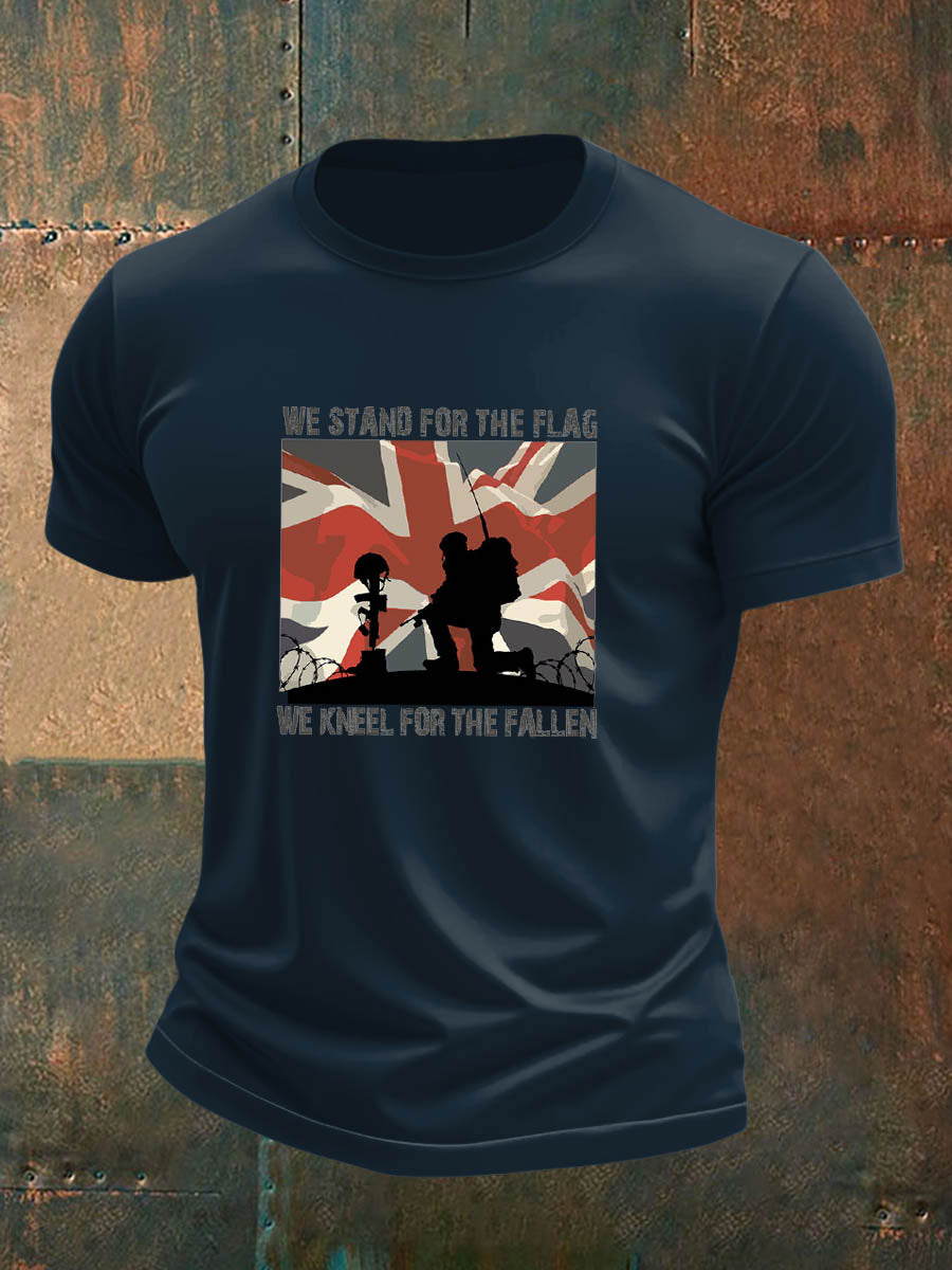 Men's British Veteran Imitation Cotton Short-Sleeved Printed T-shirt