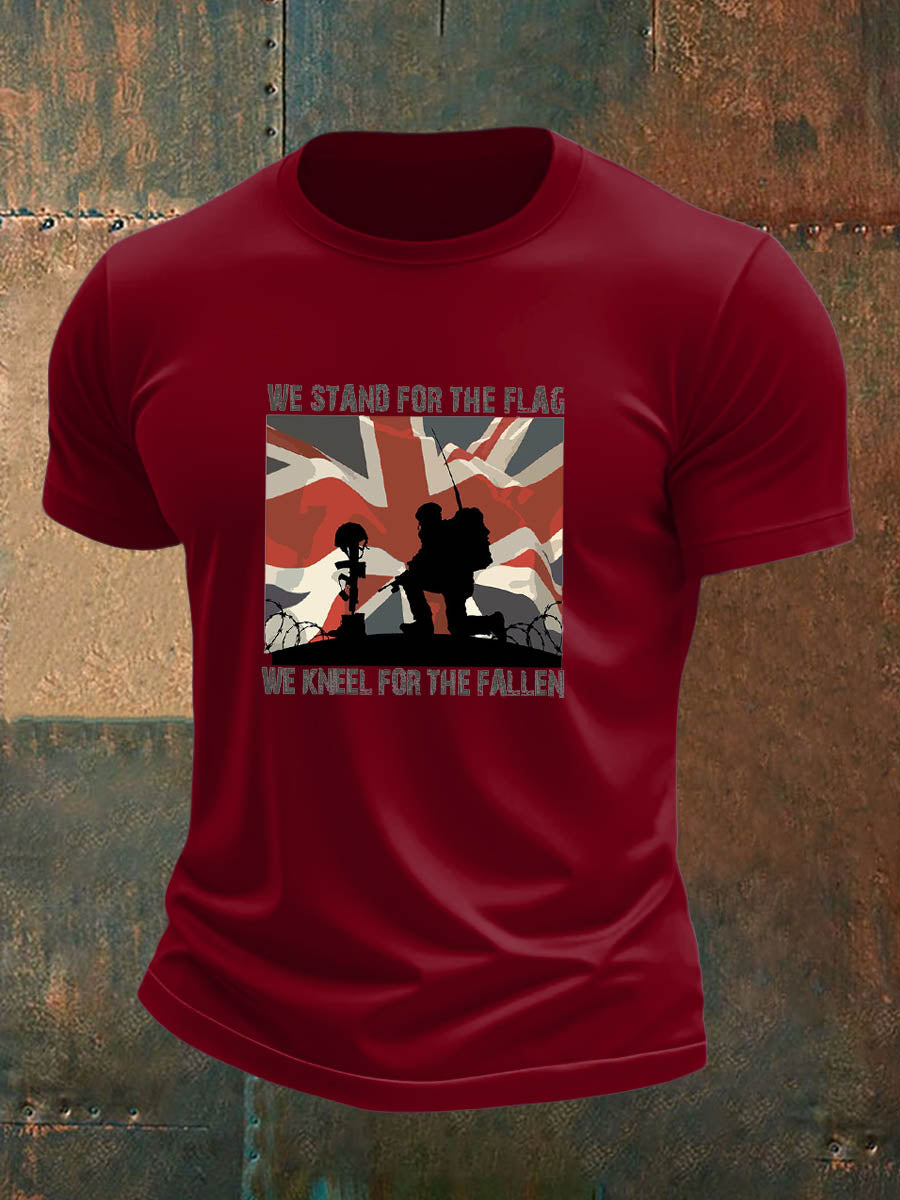 Men's British Veteran Imitation Cotton Short-Sleeved Printed T-shirt
