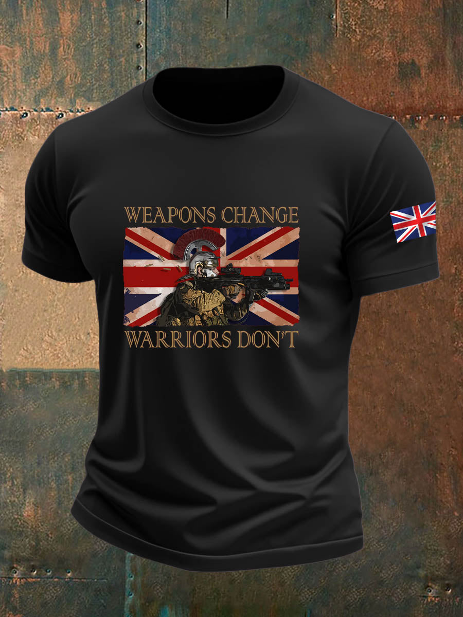 Men's British Veteran Imitation Cotton Short-Sleeved Printed T-shirt