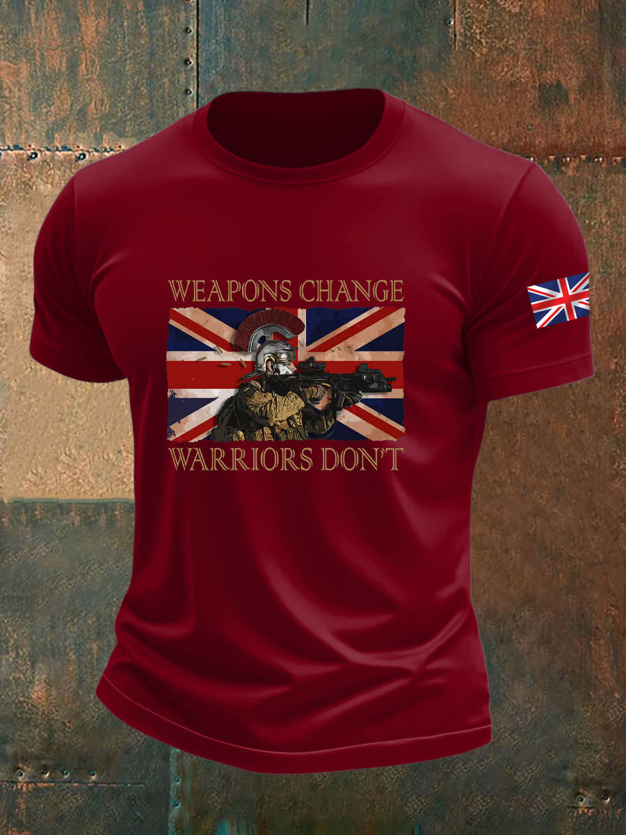Men's British Veteran Imitation Cotton Short-Sleeved Printed T-shirt