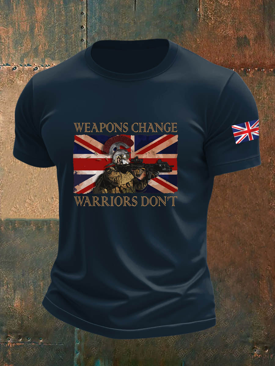 Men's British Veteran Imitation Cotton Short-Sleeved Printed T-shirt