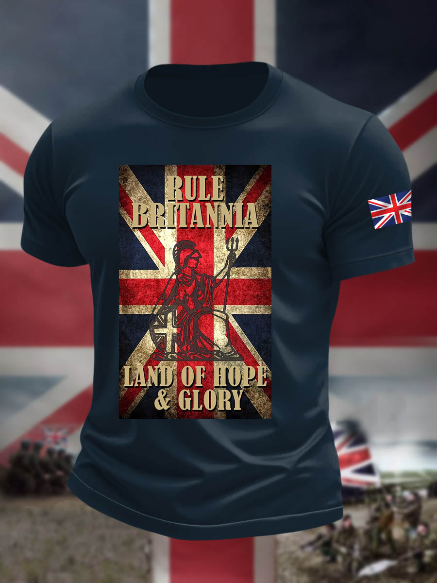 Men's British Veteran Imitation Cotton Short-Sleeved Printed T-shirt