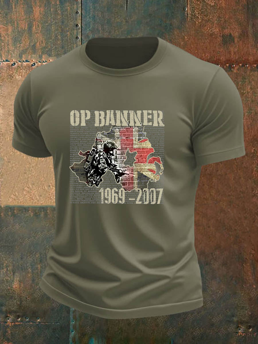 Men's British Veteran imitation cotton short-sleeved T-shirt
