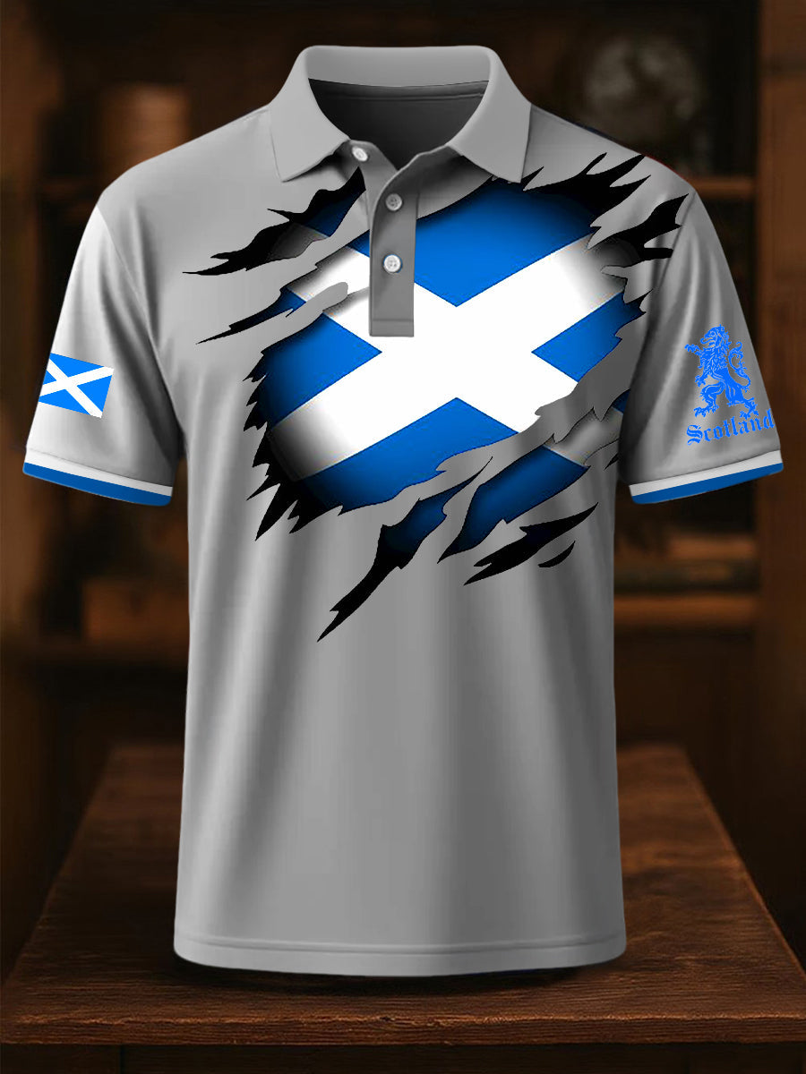 Men's Scotland Flag Proud The Brave Printed Casual Short Sleeve Top