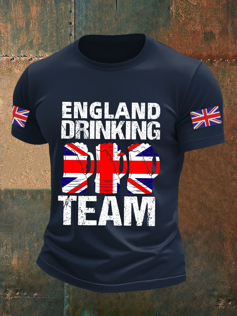 Men's England Drinking Team Casual Printed T-shirt