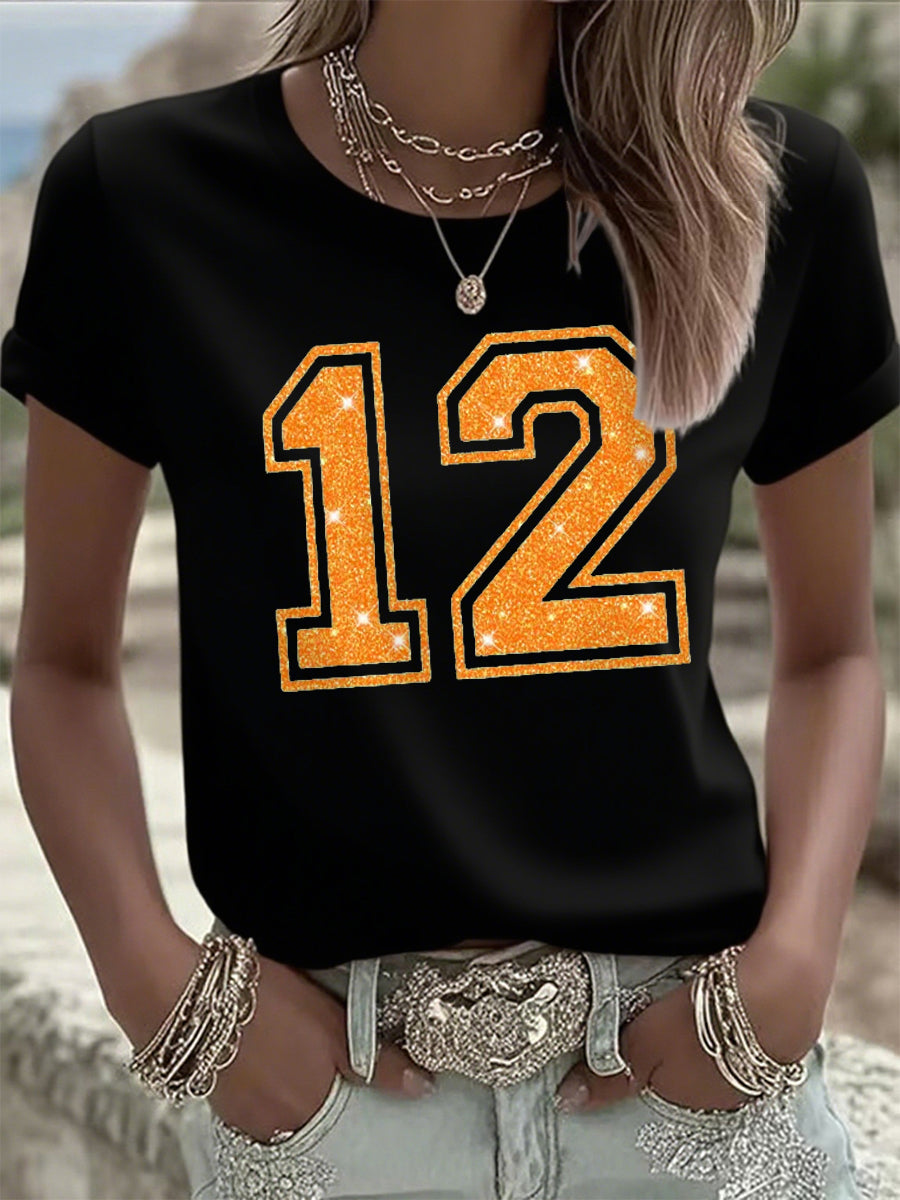 Women's Showgirl Print Music Fan Short Sleeves T-shirt