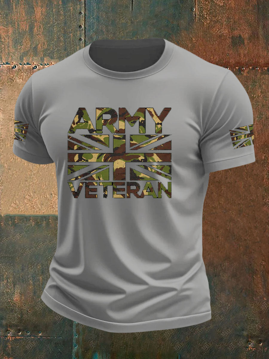 Men's British Veteran imitation cotton short-sleeved T-shirt