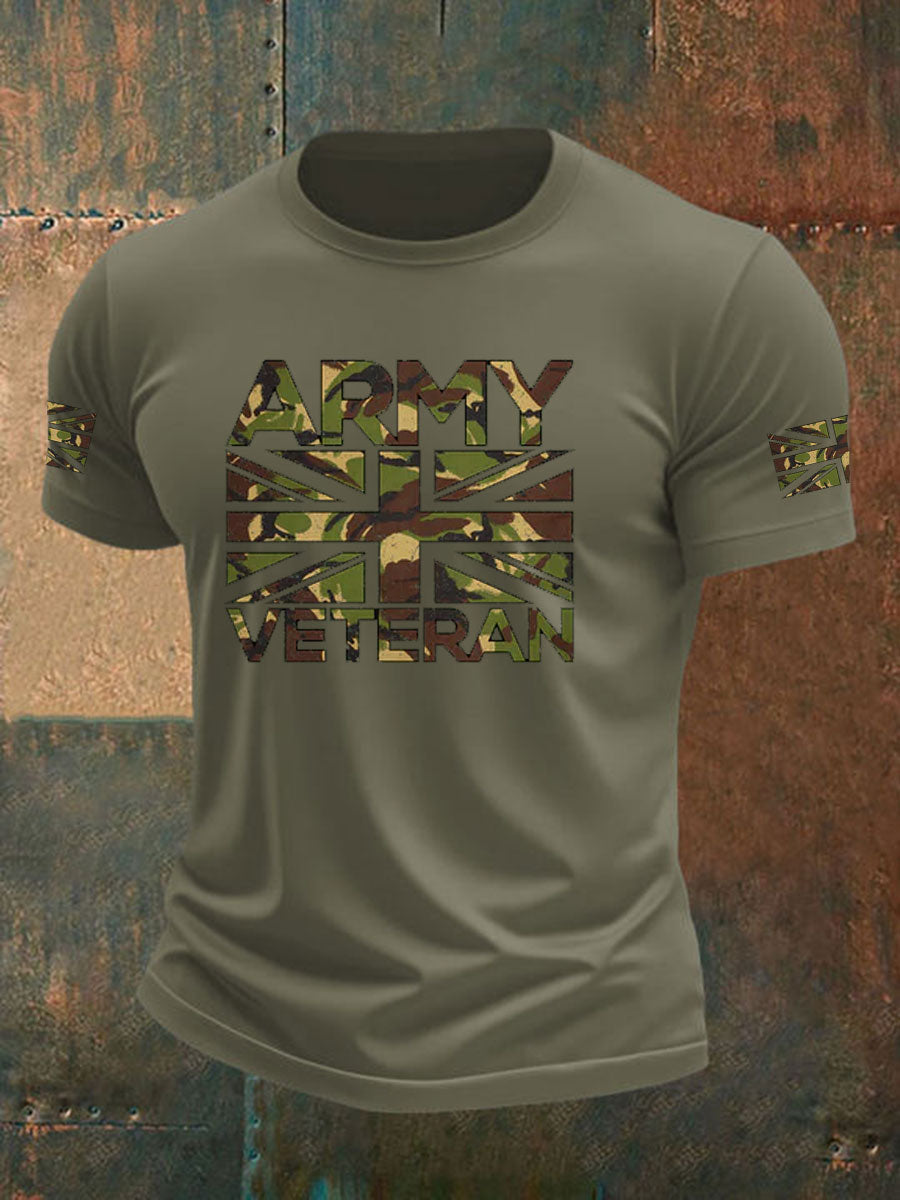 Men's British Veteran imitation cotton short-sleeved T-shirt