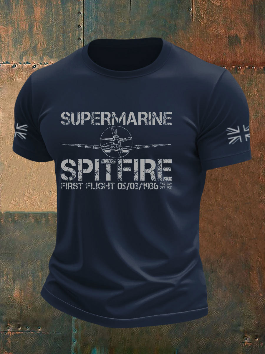 Men's Supermarine Spitfire Veteran RAF imitation cotton short-sleeved T-shirt