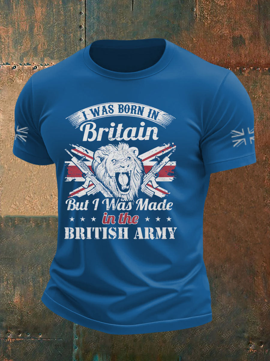 Men's British Veteran Printed imitation cotton short-sleeved T-shirt