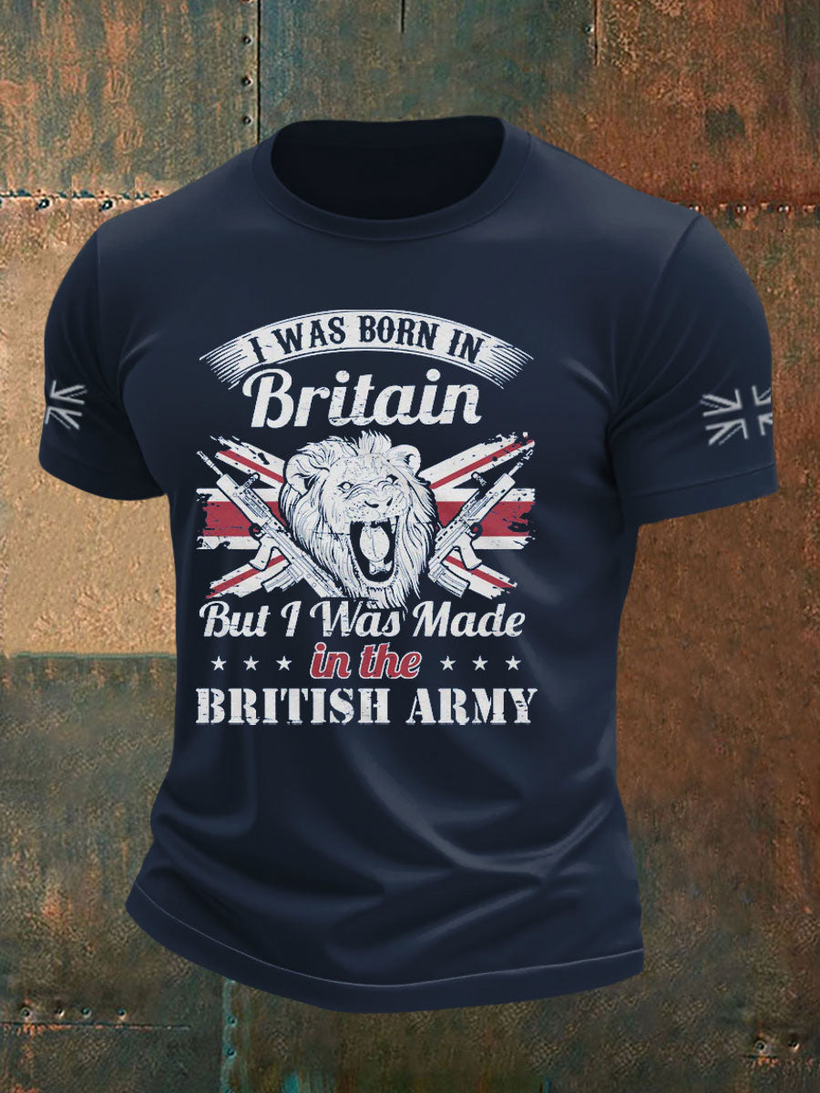 Men's British Veteran Printed imitation cotton short-sleeved T-shirt