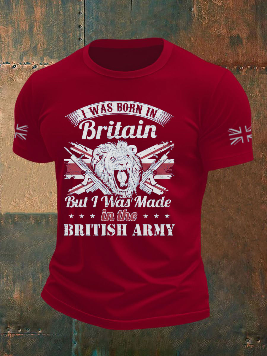 Men's British Veteran Printed imitation cotton short-sleeved T-shirt
