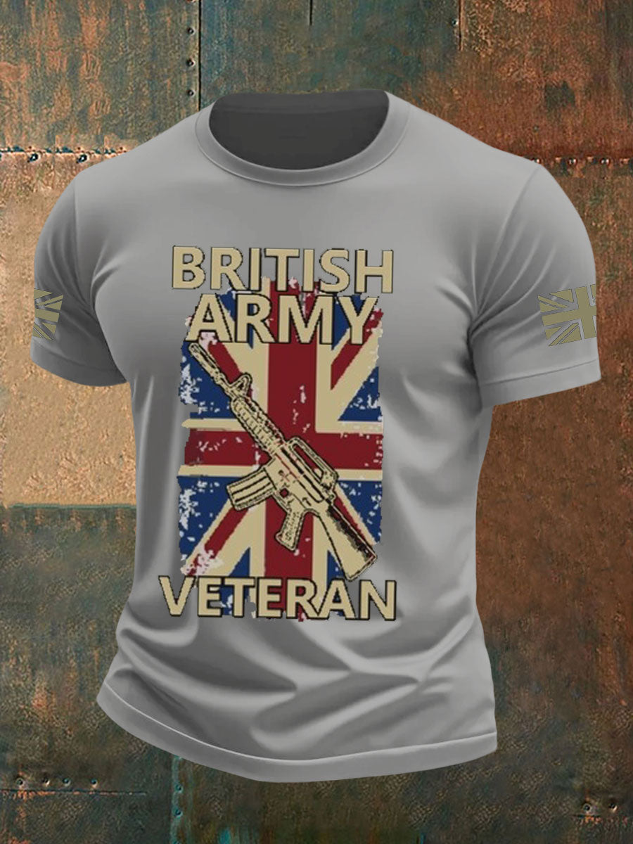 Men's british veteran imitation cotton short-sleeved T-shirt