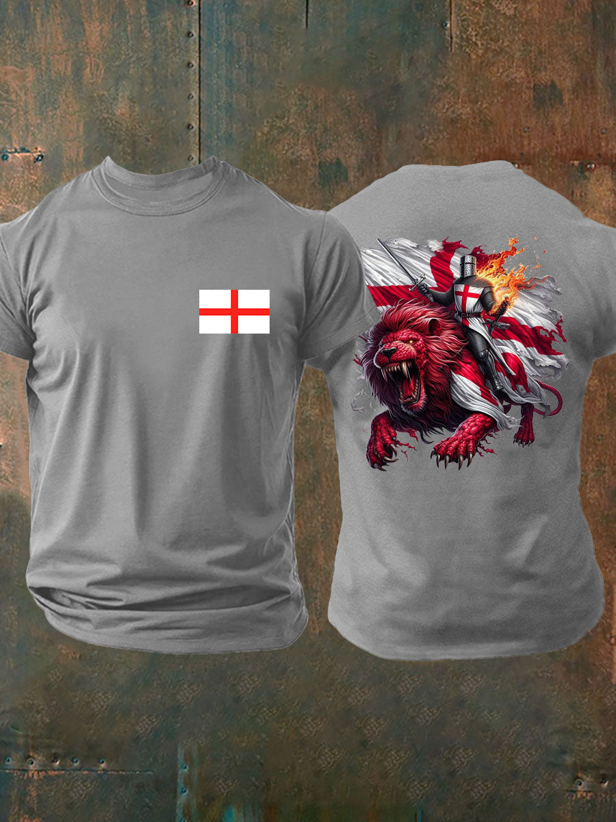 Men's English Crusaders Printed imitation cotton short-sleeved T-shirt