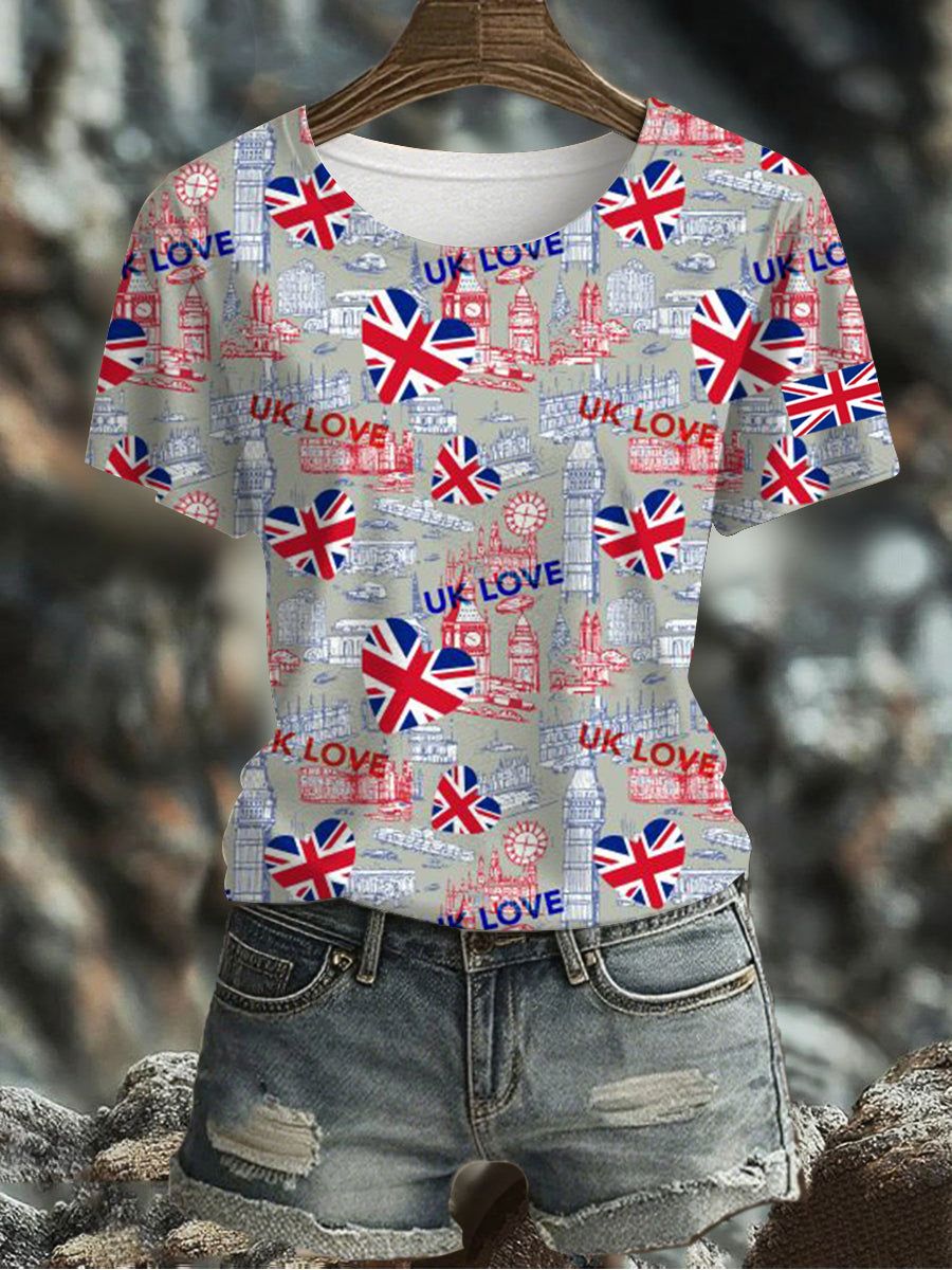 Women's UK Flag Printed T-shirt