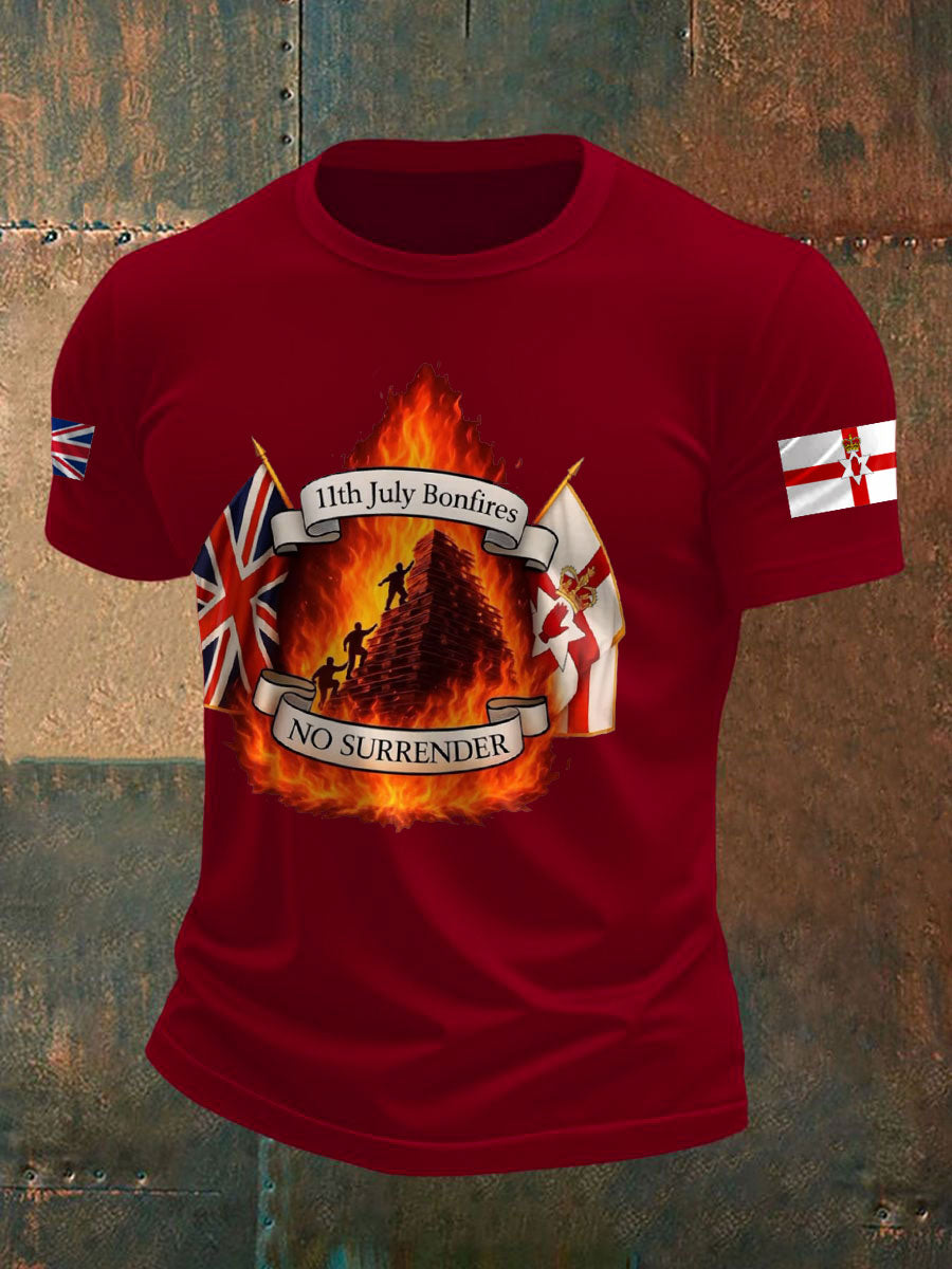 Men's UK Flag No Surrender Printed T-shirt