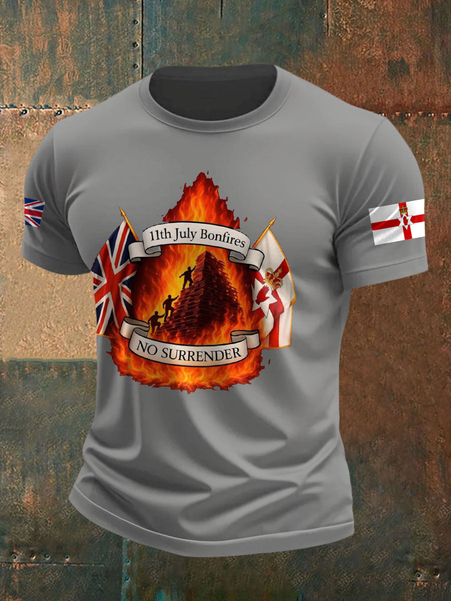 Men's UK Flag No Surrender Printed T-shirt