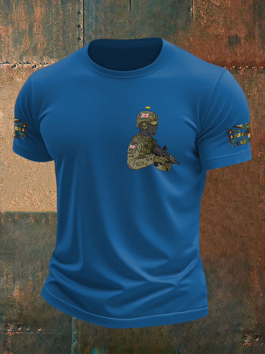 Men's British Veteran imitation cotton short-sleeved T-shirt
