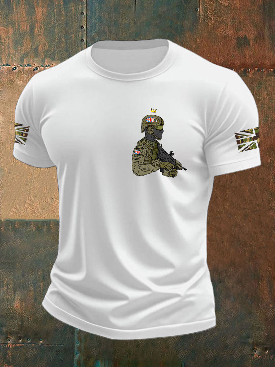 Men's British Veteran imitation cotton short-sleeved T-shirt