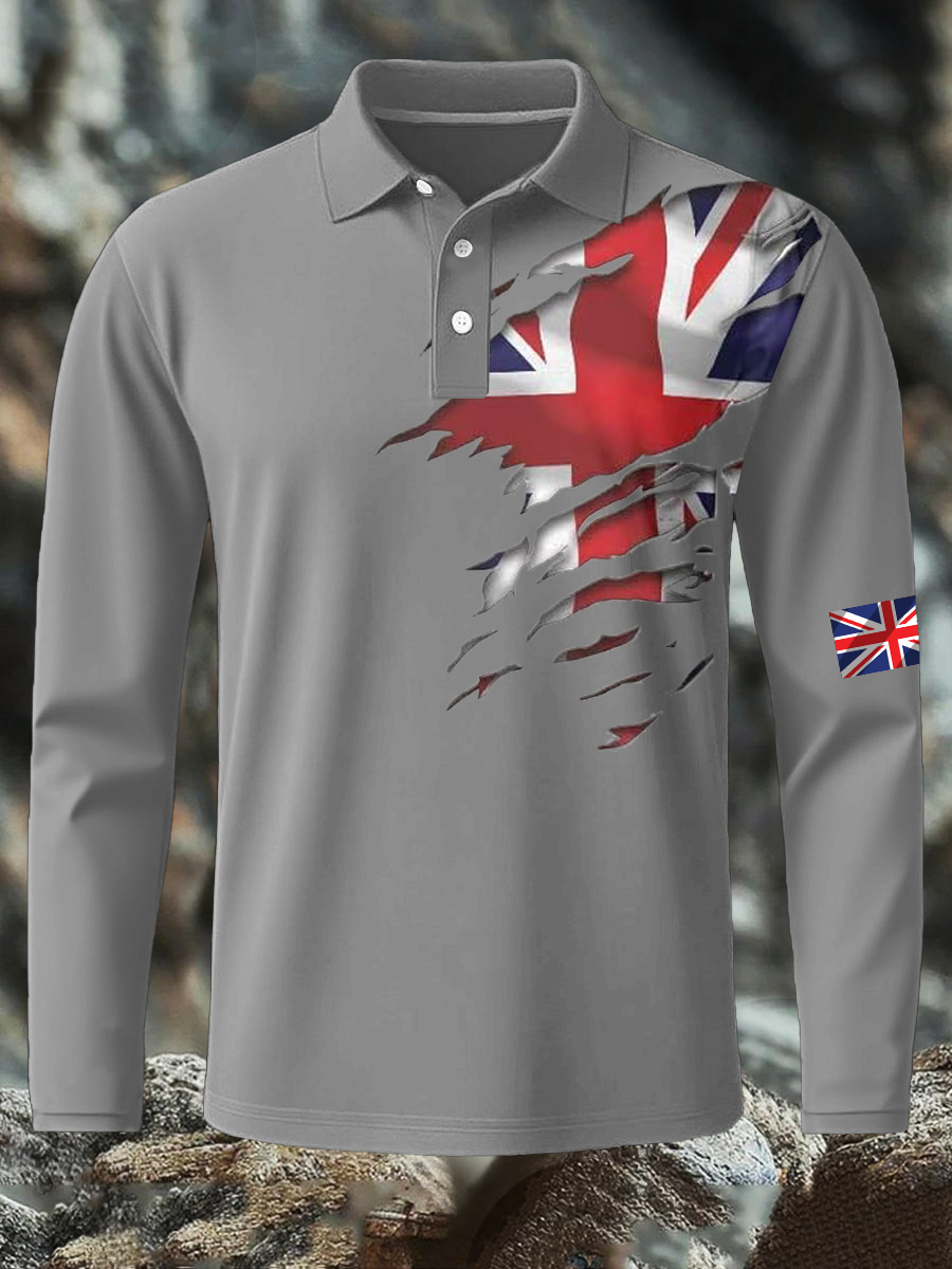 Men's British Printed long sleeve shirt