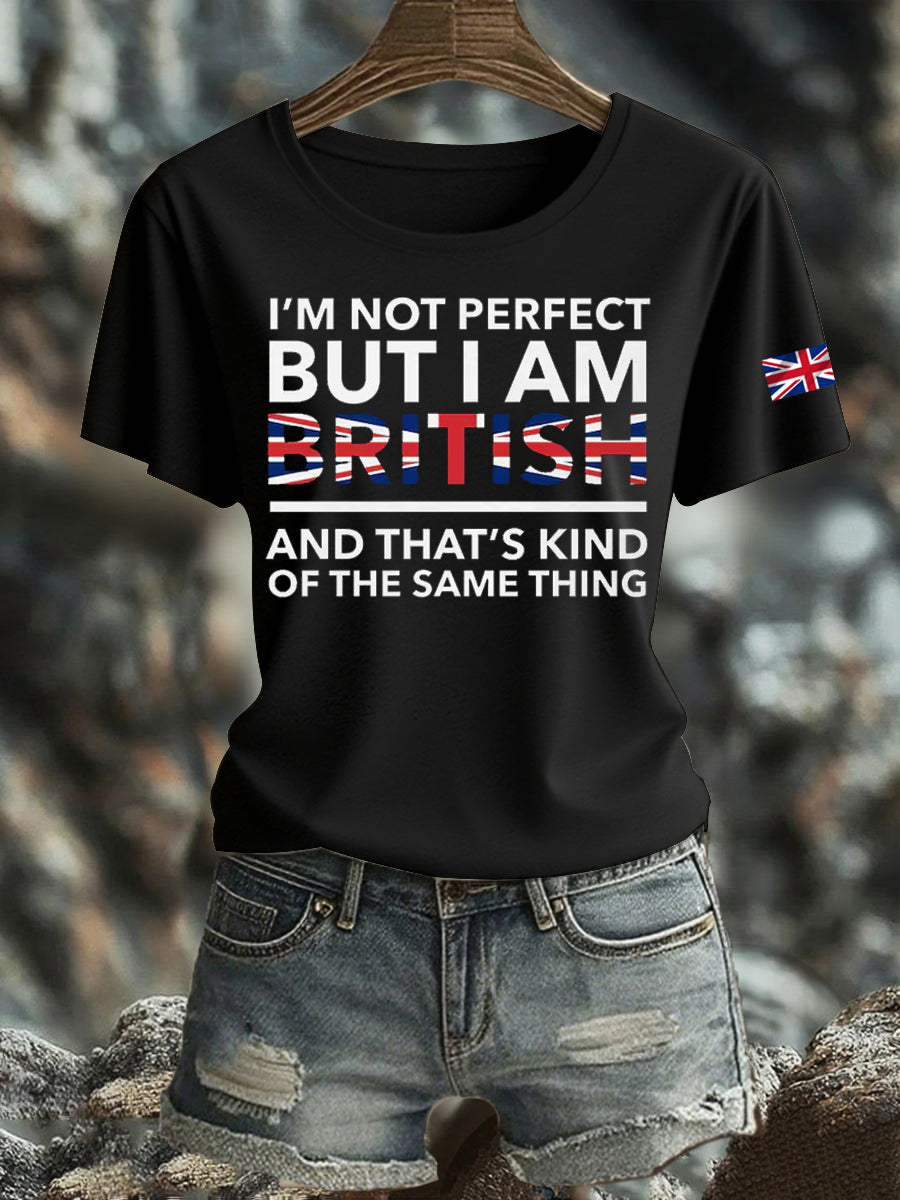 Women's British Printed Iron On Short Sleeve T-Shirt