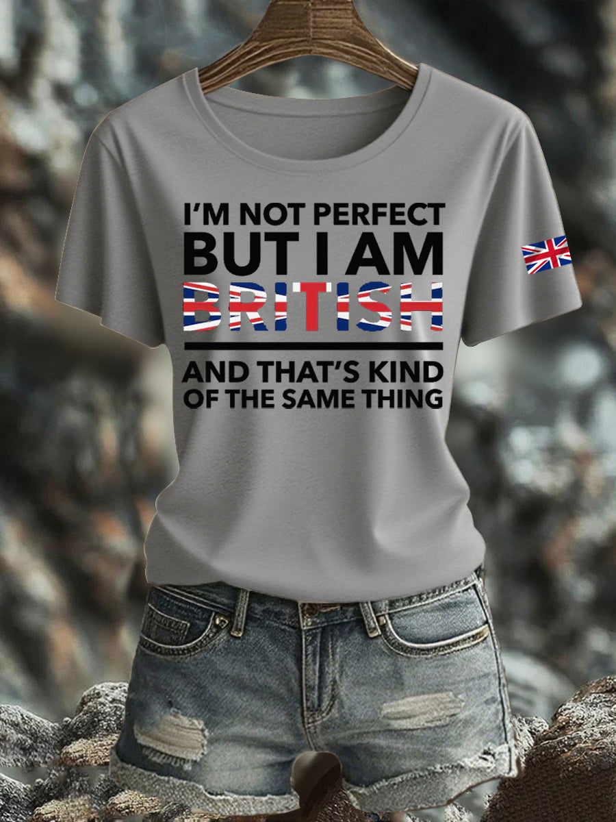 Women's British Printed Iron On Short Sleeve T-Shirt