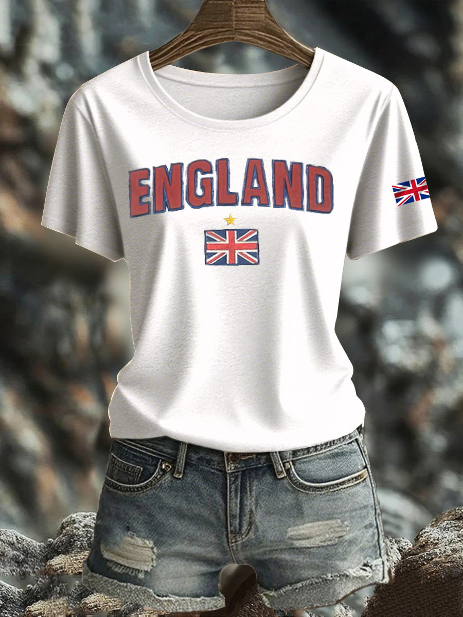 Women's British Printed Iron On Short Sleeve T-Shirt